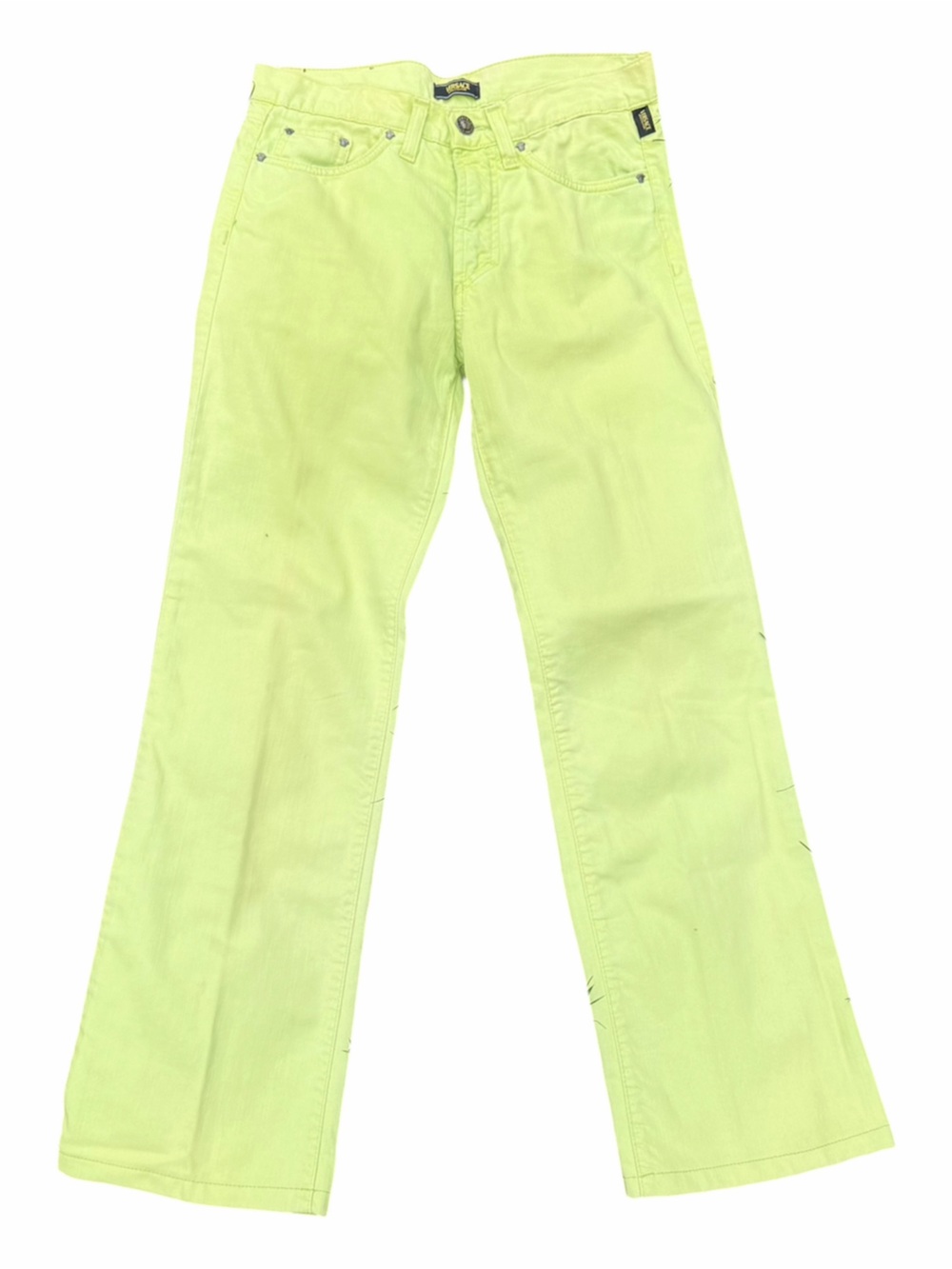 Vintage Versace Jeans Couture Medusa Lime Green Straight Leg Jeans